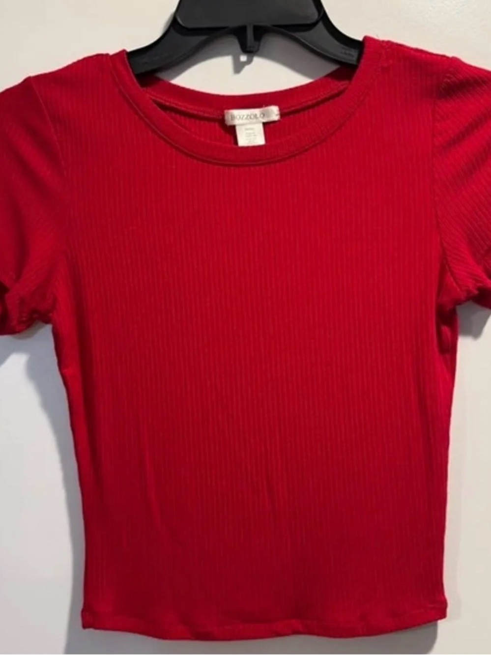Bozzolo Red Ribbed Short Sleeve Tee